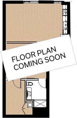 Floor plan for 1 bed, 1 bath, 655 sqft